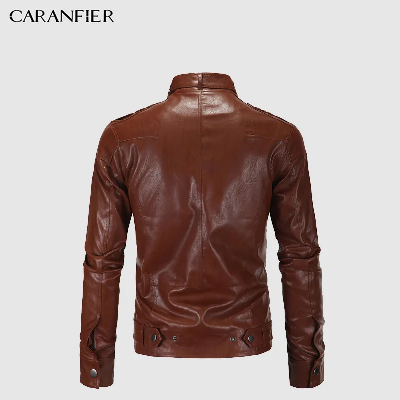 Мужские кожаные куртки CARANFIER винтажные тонкие Байкерские Куртки из