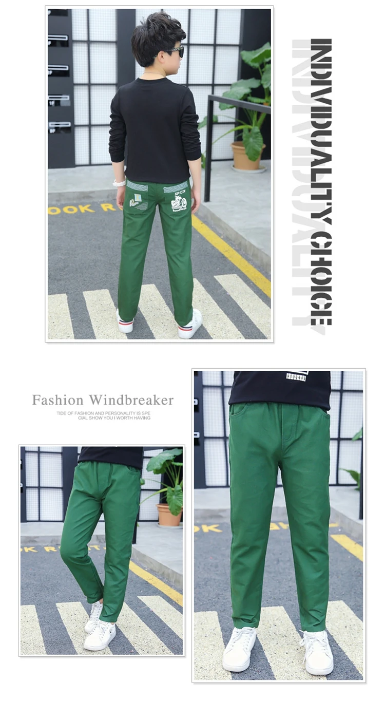 Детские весенне-осенние корейские повседневные штаны из хлопка для мальчиков и девочек с надписями и героями мультфильмов
