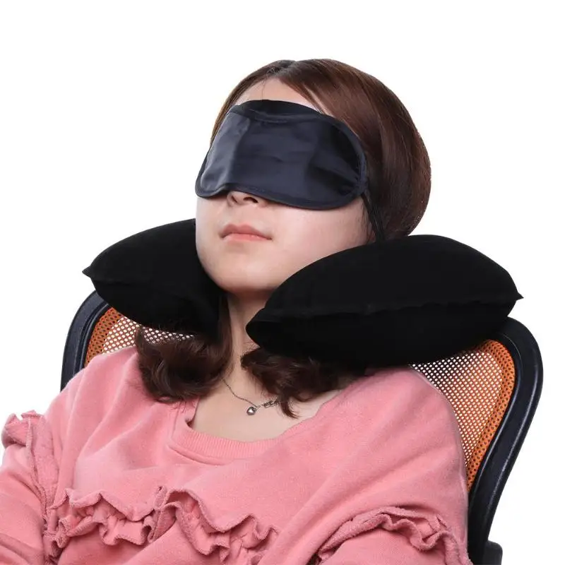 3 шт. надувные U образные подушки для шеи с чехлом глаз|Подушки путешествий| |