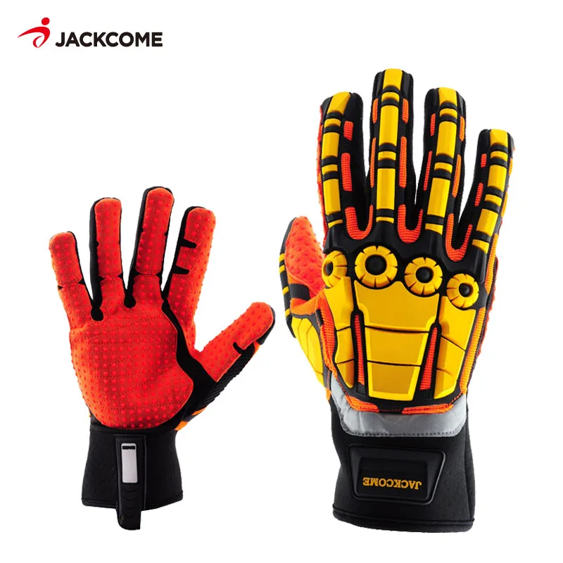 Oil and Gas Safety Gloves Anti Vibration Nylon Shock Mechanics Impact Oil and Water Resistant Fencing Sport Gloves