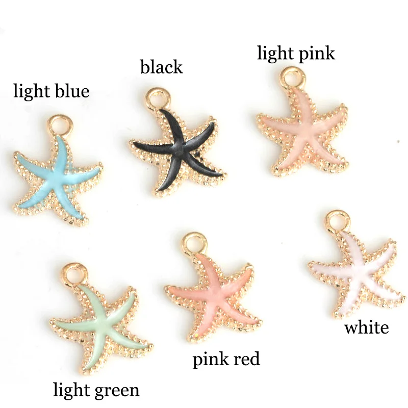 100 шт. 15*18 мм бусины в форме морской звезды медальон Подвеска Эмаль смешанных