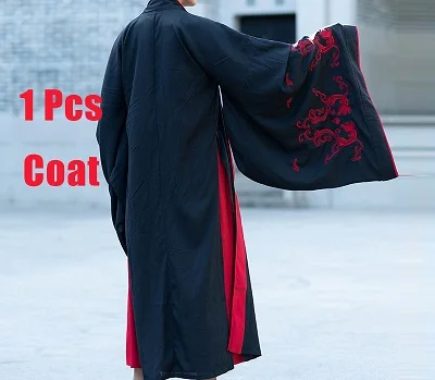 Coat Hanfu мужские Han Ele Мужская традиционная одежда с длинным рукавом юбки династии Тан древние наряды для мужчин сценическая Одежда для танцев китайский DN3514 - Цвет: Coat