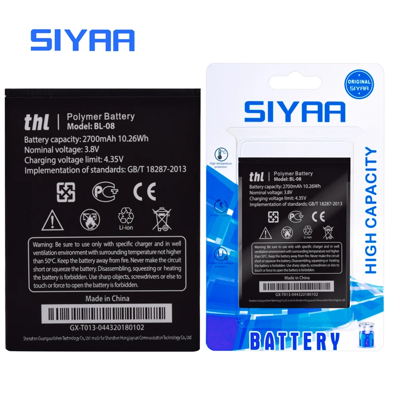 Аккумулятор SIYAA мобильный телефон W100 W200 BL-08 BL-06 для THL W200C W200S T6S T6 Pro T6C W100S 2015