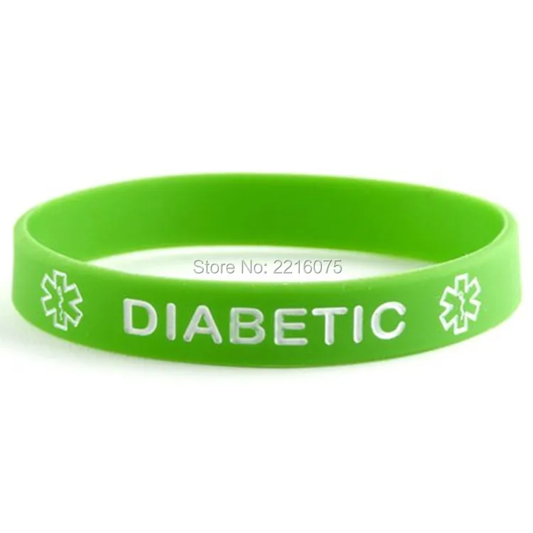 Зеленые силиконовые браслеты с медицинским оповещением для диабетиков 300 шт.