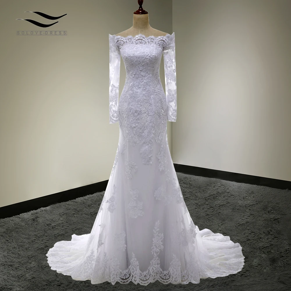 Solovedress ТРАПЕЦИЕВИДНОЕ элегантное кружевное свадебное платье с аппликацией и