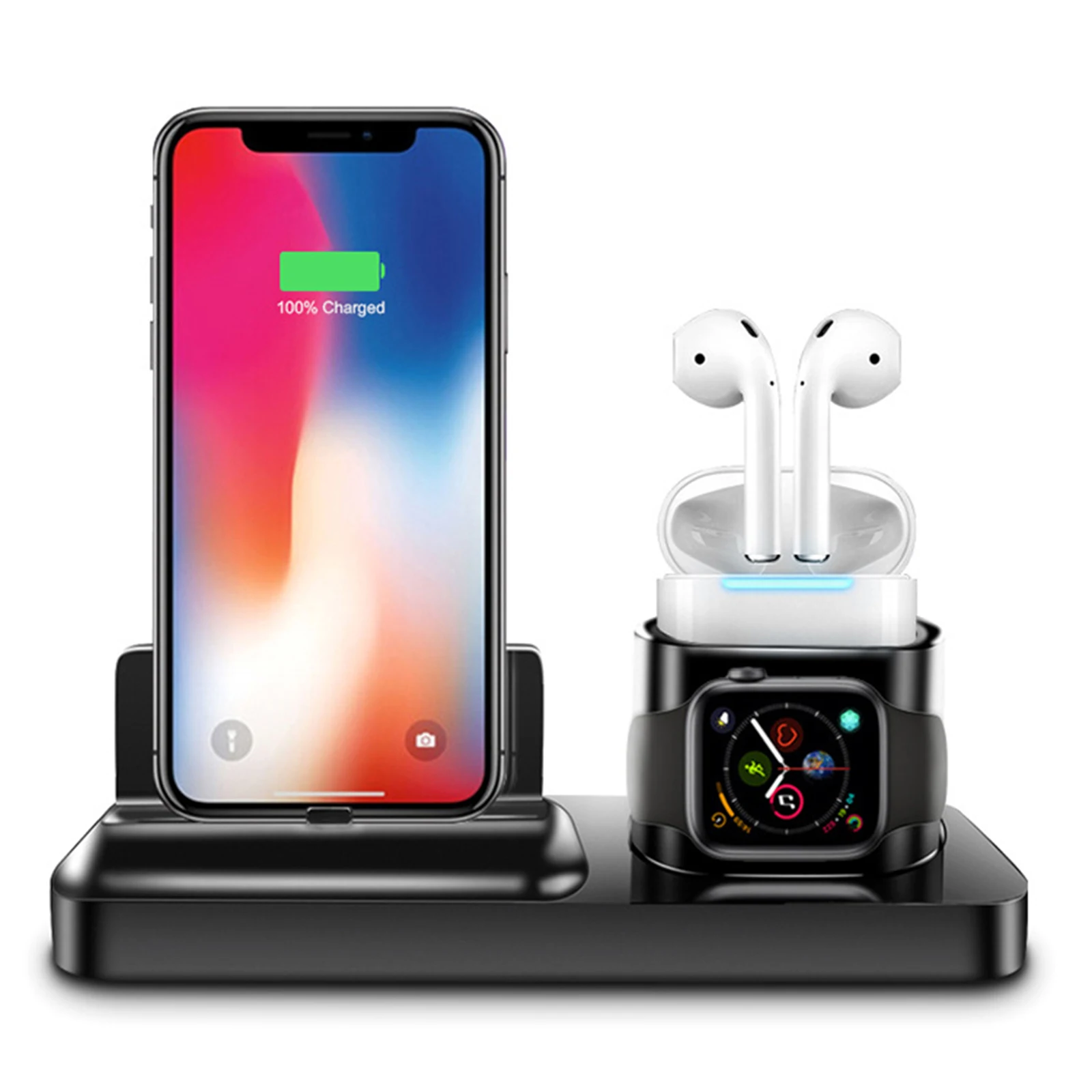 3 в 1 Магнитный Держатель зарядного устройства для телефона iPhone для AirPods/iWatch Беспроводная зарядная док-станция
