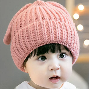 Pink Cap Милый розовый зимний шерстяной детский комплект с изображением щенка, шапка и шарф, теплый хлопковый шарф для маленьких мальчиков и девочек, шапка, очаровательные детские кепки, шапки - Цвет: Pink Cap