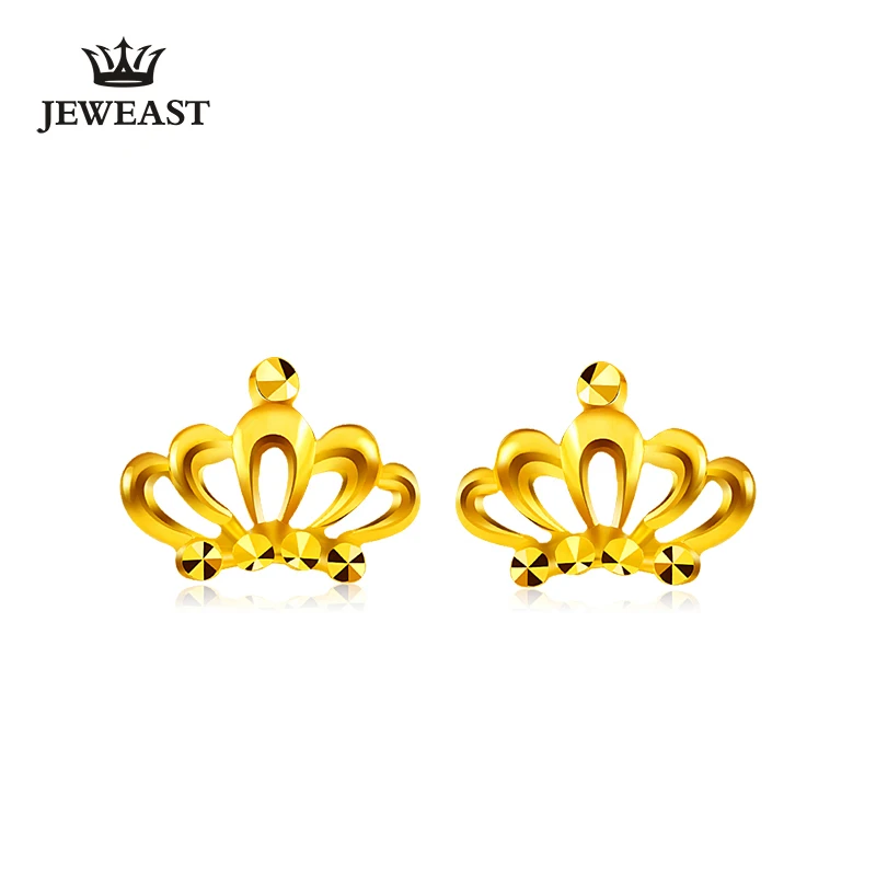 BHD 24K серьги из чистого золота настоящий AU 999 твердые золотые серьги Элегантные, с короной высококлассная Модная классика ювелирные изделия Новинка