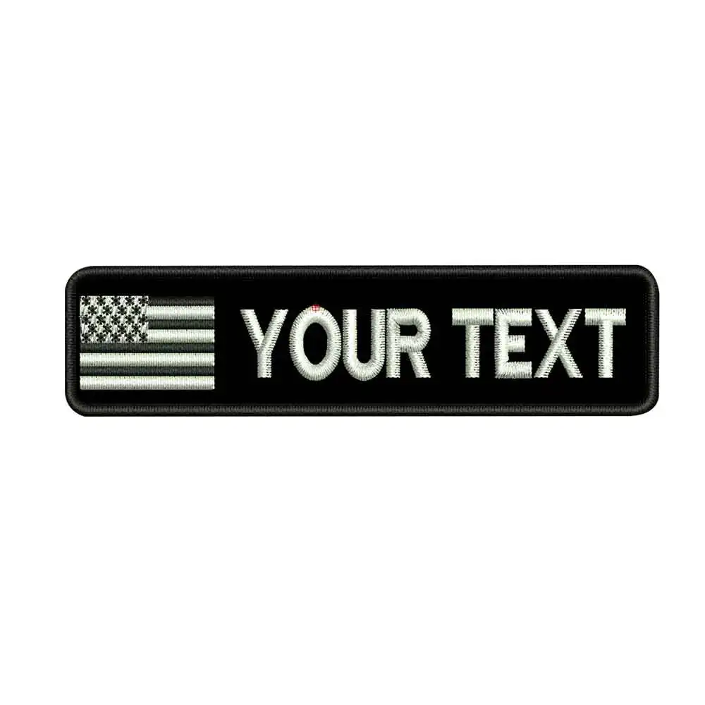 Custom AMERICAN USA name patches tags personalized iron on hook backing embroidered