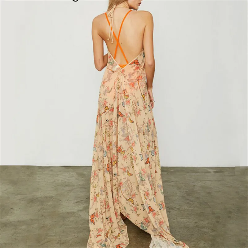 Новый 2018 Модный женский Макси платье с принтом для девочек длинные Высокое