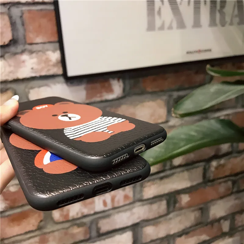 Для IPhone 8 чехол силиконовый милый мультяшный медведь Личи Текстура матовый из ТПУ