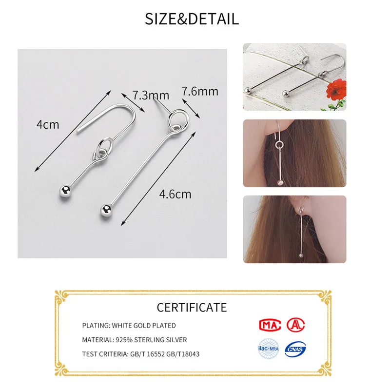 Женские асимметричные серьги подвески INZATT минималистичные висячие вечерние