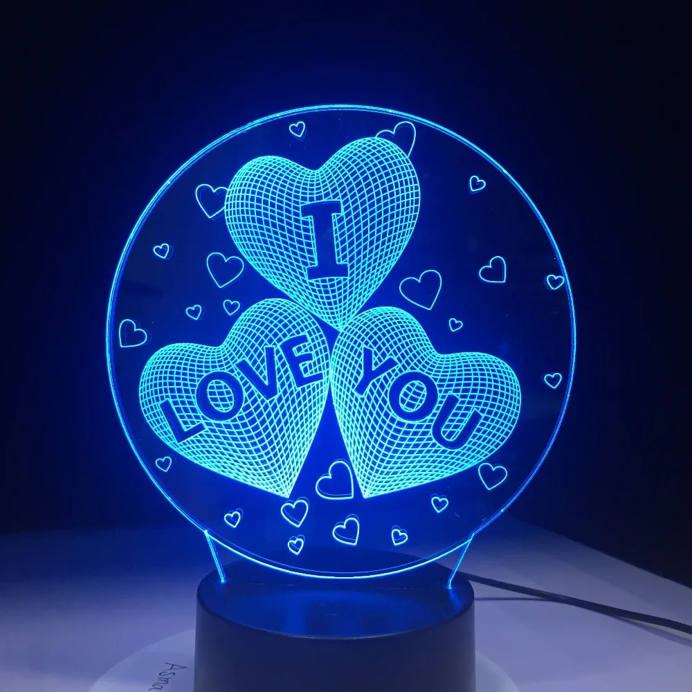 Новейший красочный 3D светильник I LOVE YOU USB акриловый светодиодный ночсветильник