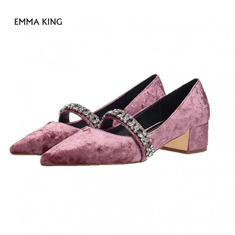 Emma king/модные розовые/темно синие бархатные туфли лодочки Mary Jane на каблуке в