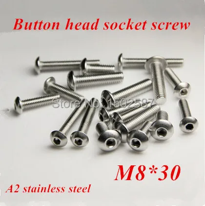 

100pcs/lot M8*30 Bolt A2-70 ISO7380 Button Head Socket Screw/Bolt SUS304 Stainless Steel M8X30mm