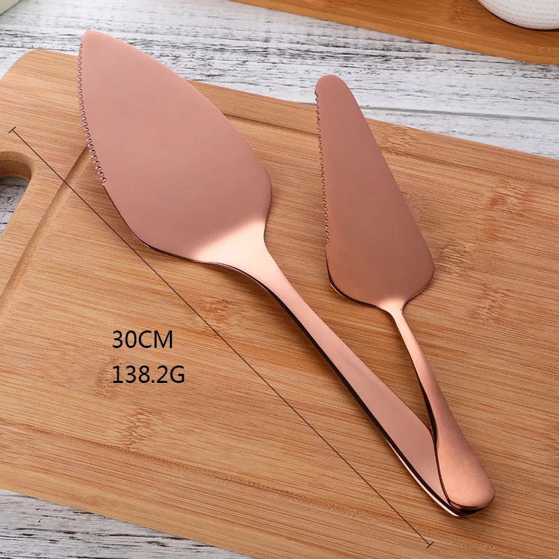 Rose Gold 2pcs Горячая Роза нож для пиццы Лопаточки пирог лопатой Ножи 304 Нержавеющая сталь Для Выпечки Пиццы Инструмент Западного Ножи Turner разделить 11.81 ''и 8.66'' - Цвет: Rose Gold 2pcs
