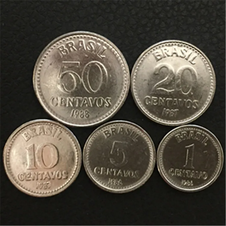 Бразильские монеты 5 шт. оригинальные и подлинные нециркуляционные 100% реальные