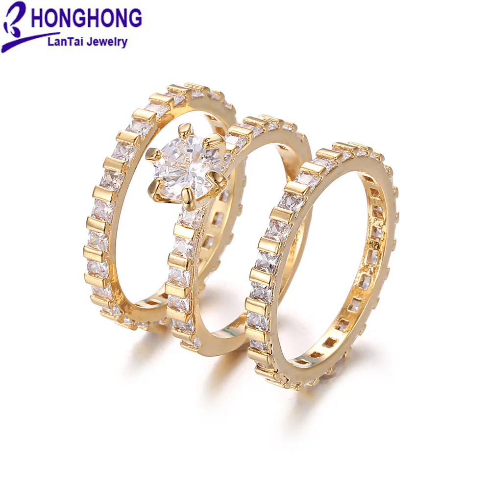 HONGHONG Модные кольца для женщин высокое качество кубический цирконий 3 шт. дамские
