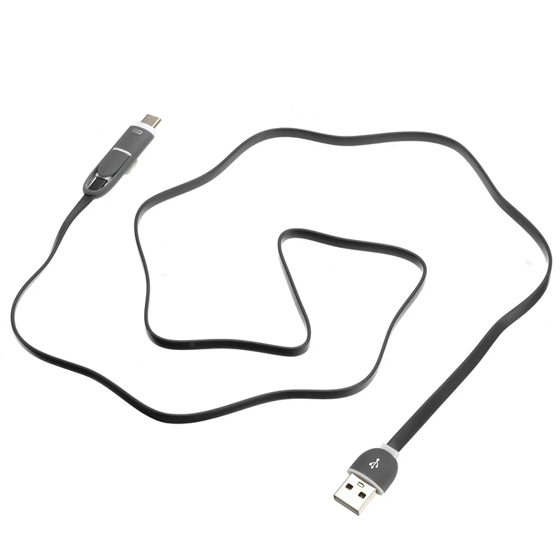 2 в 1 USB кабель мульти Быстрая зарядка микро USB кабель 2 в 1 мобильный телефон usb type C кабель для iPhone samsung Xiaomi