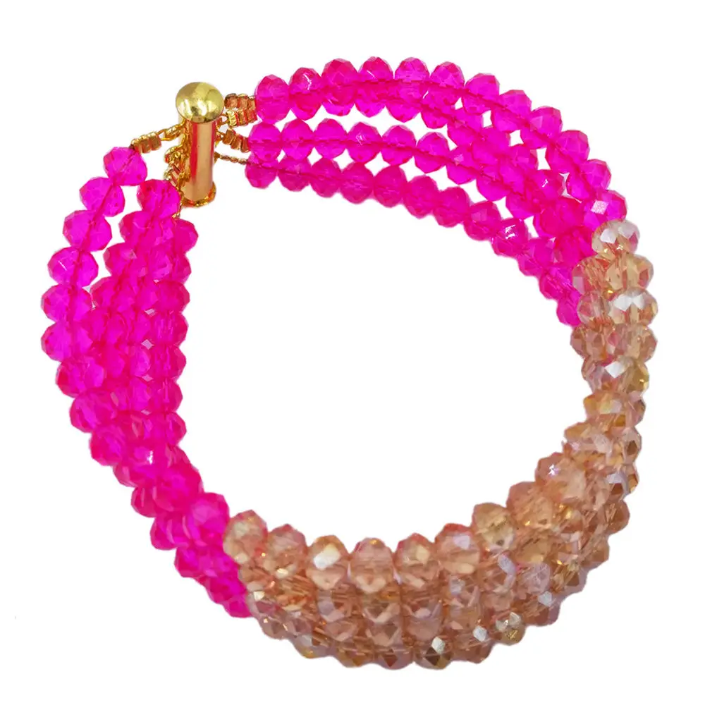 Ярко розовый Золотой AB нигерийский комплект ювелирных изделий из бисера