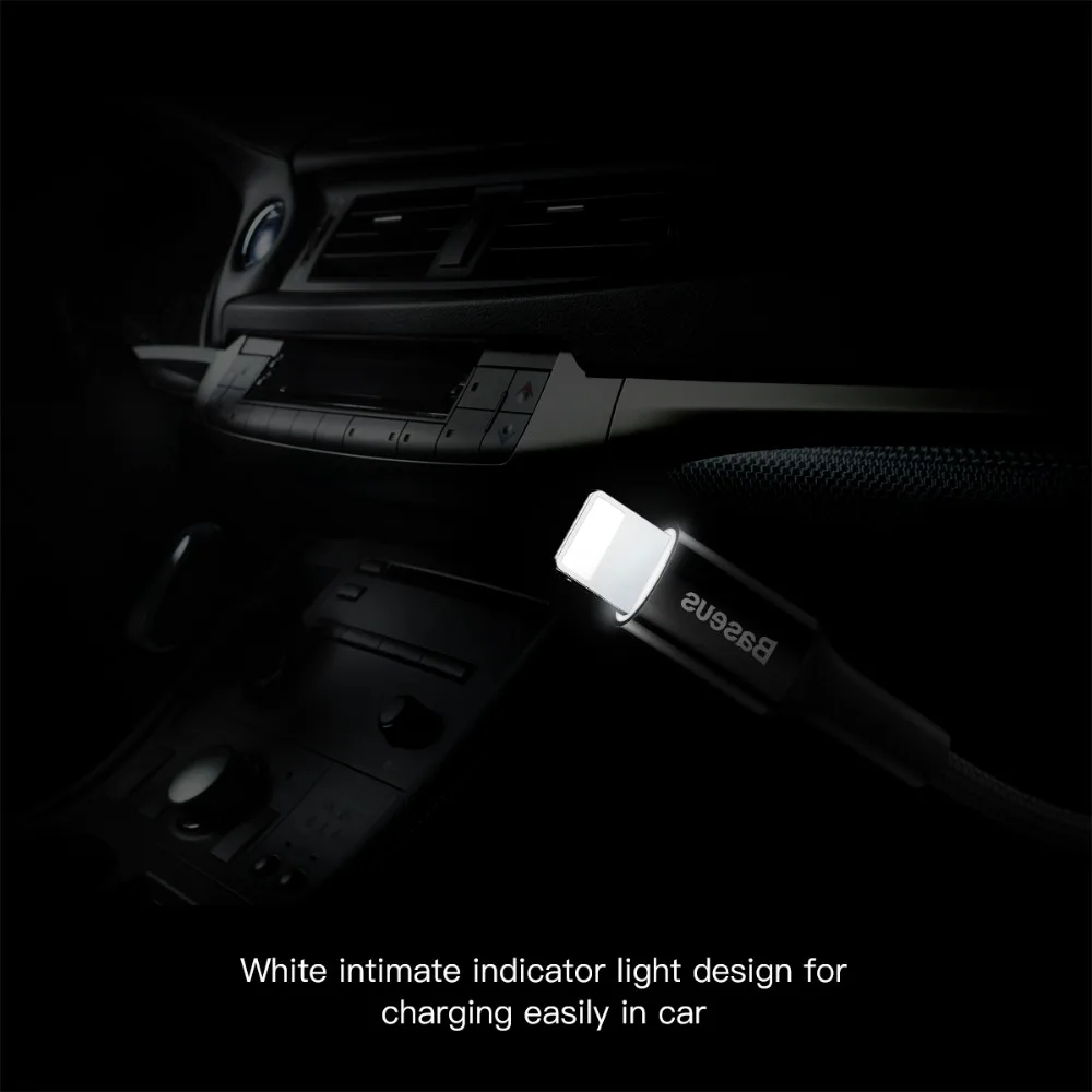 Светящийся usb-кабель питания Baseus для iPhone Xs Max XR кабель для быстрой зарядки и синхронизации данных для iPhone 8 7 6s Plus iPad светодиодный кабель для зарядного устройства магнитный кабель зарядка для айфона