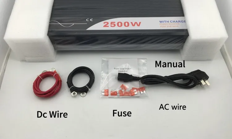 ИБП инвертор 2500 Вт Чистая синусоида Инвертор с зарядным устройством 12V 24V 48v Инвертор постоянного тока в переменный 220V 230V 240v Инвертор солнечной энергии