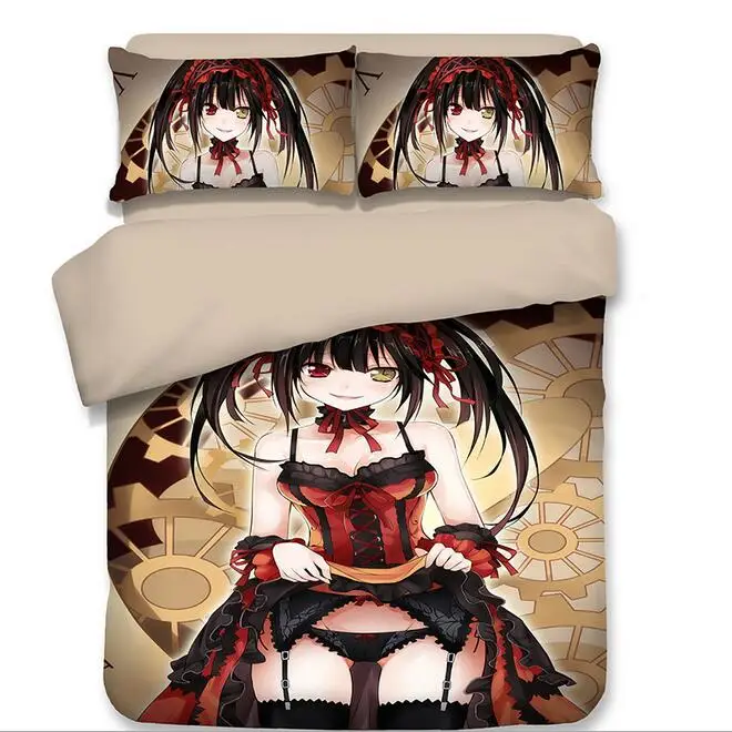 5 Взрослый Мультфильм Японское Аниме Tokisaki Kurumi сексуальные постельные принадлежности Твин Полный queen King размер пододеяльник наволочка для одной двойной кровати - Цвет: 5