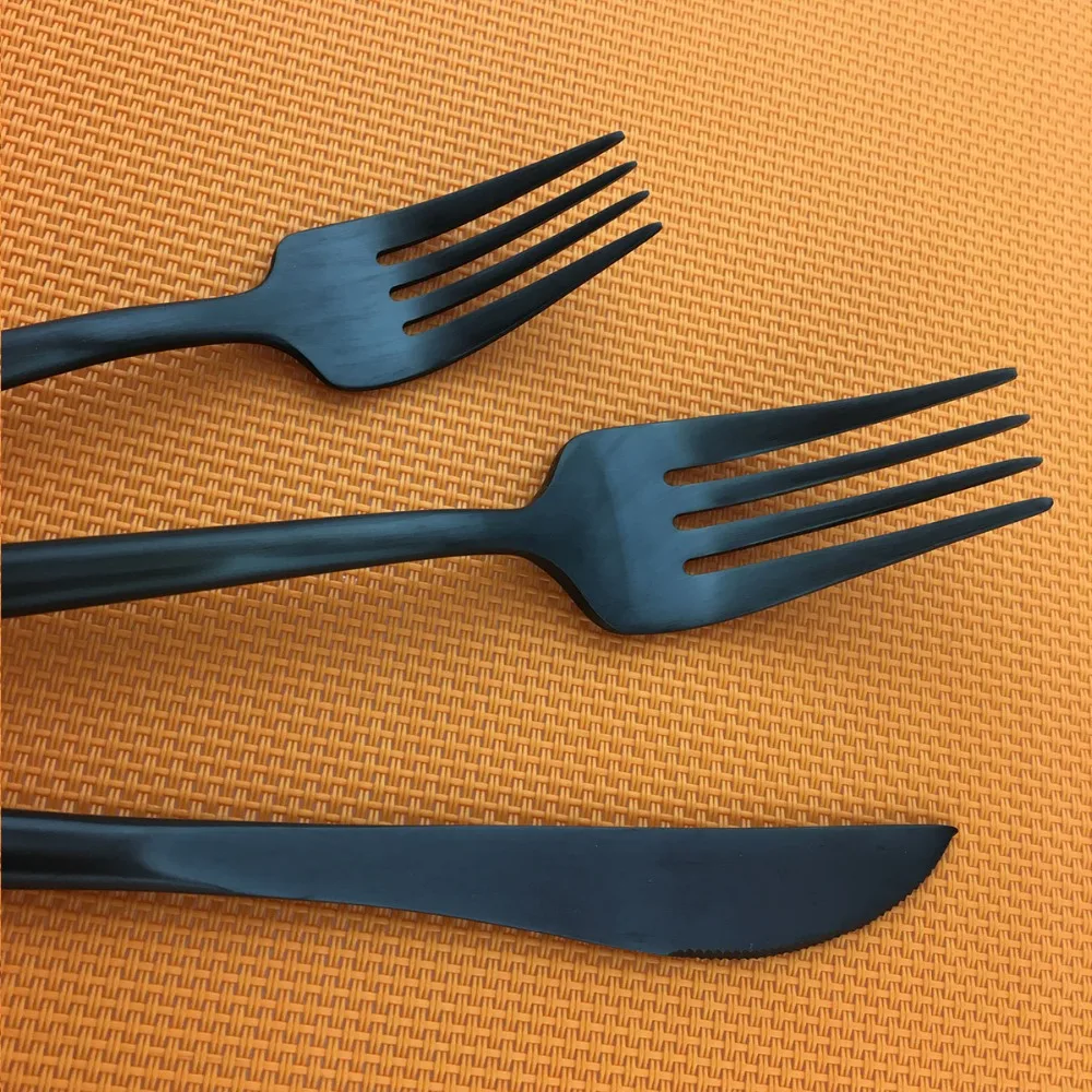 20 шт. высокое качество набор посуды из нержавеющей стали матовый черный столовых