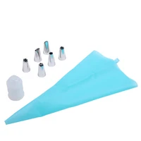 7pcset silicone icing piping cream pastry bag with 6pcs stainless steel nozzle sets cake diy decorating baking tool bakeware