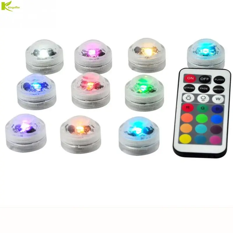 10 шт. лампа для ванны с дистанционным управлением мини открытый RGB погружной