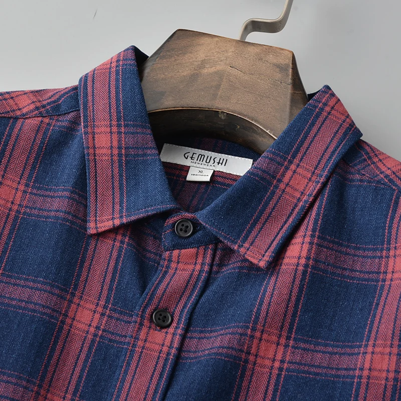 

new arrival fashion autumn high quality Men Retro Latte Flannel Long Sleeved Casual Shirts Plaid plus size M LXL2XL3XL 4XL5XL