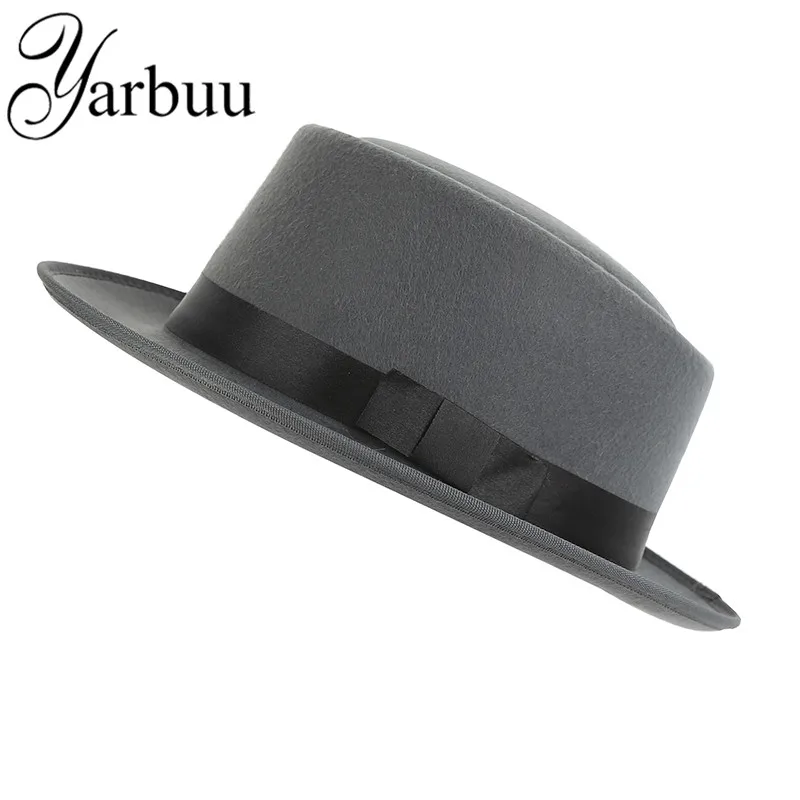 

[YARBUU] unisex fur fedora hat for men women high quality winter hats Solid color and black wool cap Noble hat free shipping