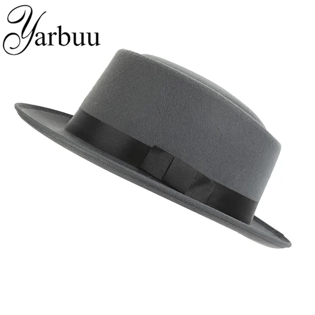 [YARBUU] unisex fur fedora hat for men women high quality winter hats Solid color and black wool cap Noble hat free shipping 1