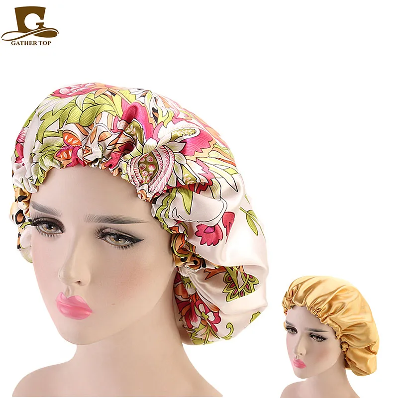 9 Женский двухслойный шелковистый DU-RAG, покрытие для волос, аксессуары, волнистые шапки, тряпки, цветочный чепчик, для салона, шапка, тюрбан, Durag doo rag, головной убор - Цвет: 9