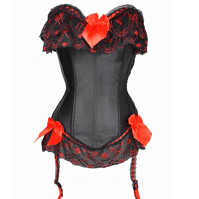 X Сексуальная Bowknots Пластик Костей Бюстье зашнуровать Красный Корсет платье