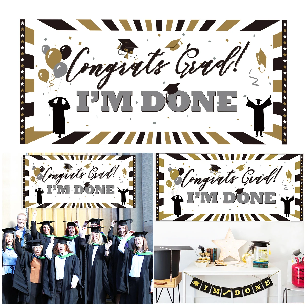 BESTOYARD вечерние фоны Congrats Grad IM DONE знак баннер классический Выпускной настенные для