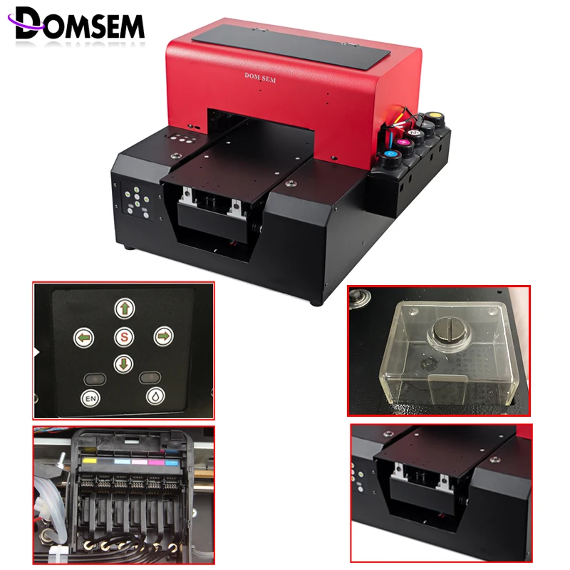 DOMSEM A4 размер УФ струйный принтер древесины с EPSON печатающей головки DX7 DX5