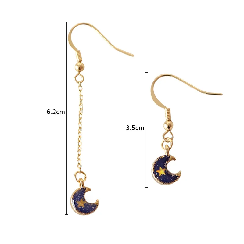 Fashion Crescent Drop Earrings Blue Beads Pendant Alloy Gold Color Statement For Women Jewelry | Украшения и аксессуары