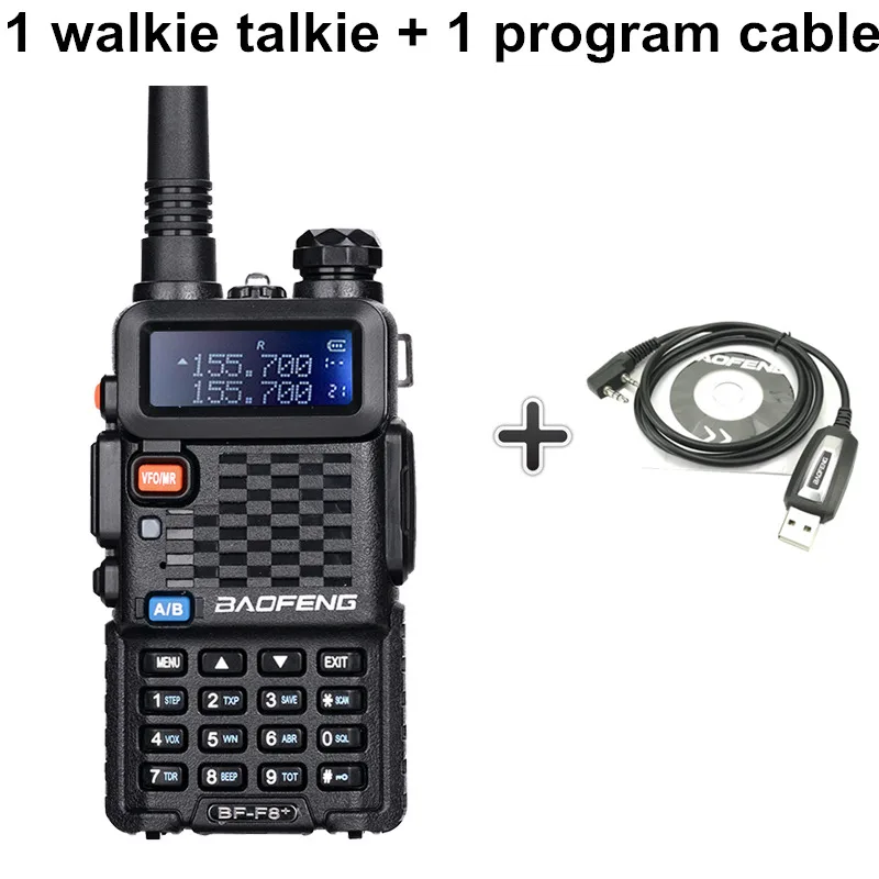 Add a program cable Baofeng BF-F8+ Обновленная новая портативная рация полицейская двухсторонняя рация Pofung F8+ 5 Вт UHF VHF Двухдиапазонная наружная радиоприемопередатчик - Цвет: Add a program cable