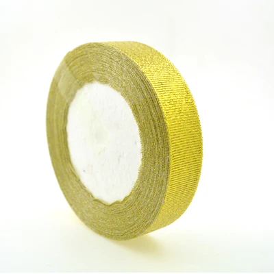 Бренд высокого качества 5/8 ''3/4''(20 мм) 1 ''(25 мм) 1-1/2''(40 мм органза Серебристые золотистые блестящие ленты для свадебного украшения - Цвет: gold 20mm