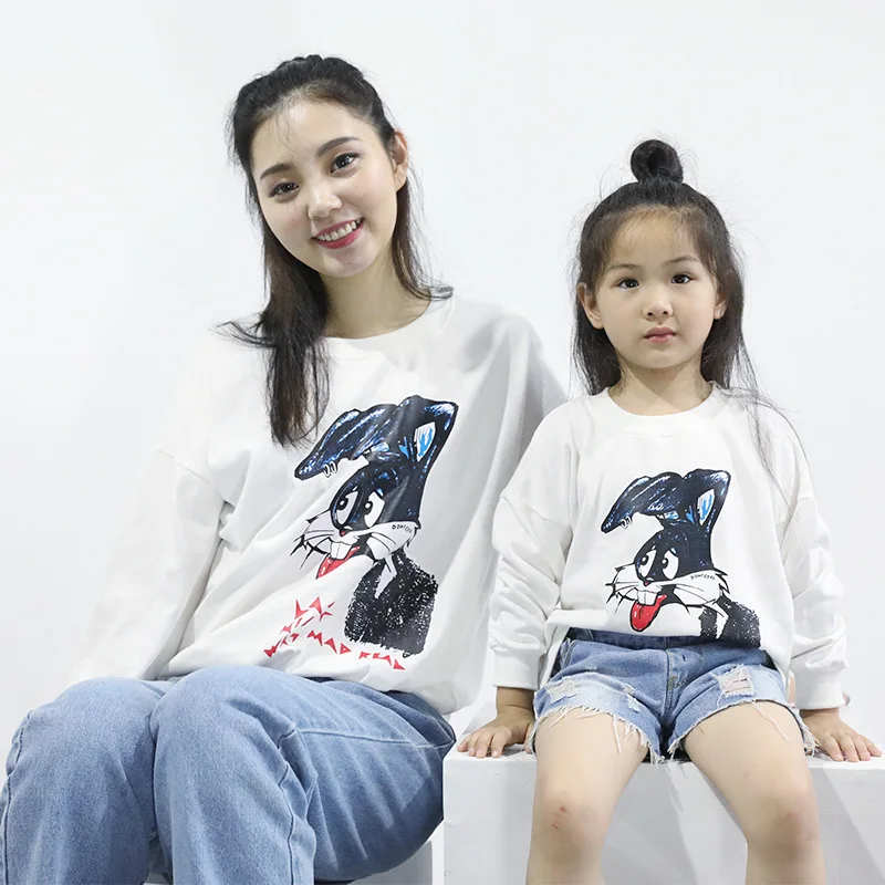 Mother and Baby Girl Clothes Rabbit Sweater Autumn Long Sleeve Mom Girls Family Matching Outfits | Мать и ребенок