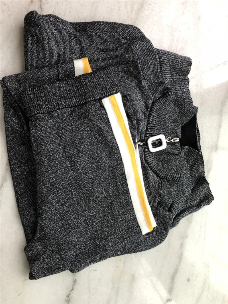 Women's knitted zipper cardigan multi-color fashion suit
