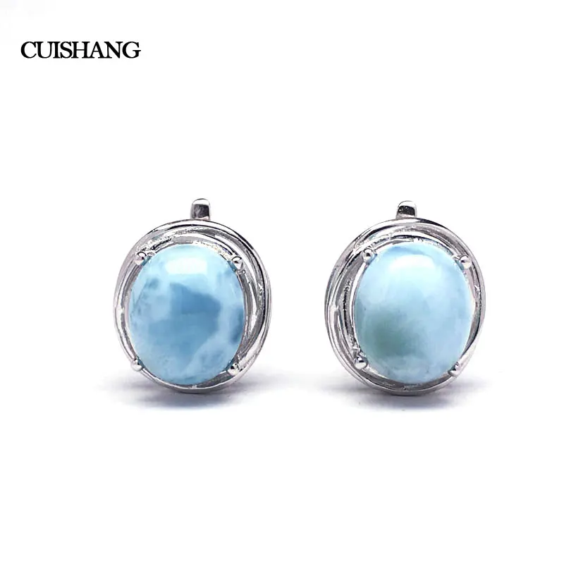 CSJ Larimar серьги из стерлингового серебра 925 пробы с натуральными синими