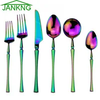 JANKNG 4 шт./компл. Нержавеющая сталь столовый набор черный цвет радуги розовые золотые столовые приборы ужин западные столовые приборы кухонные принадлежности