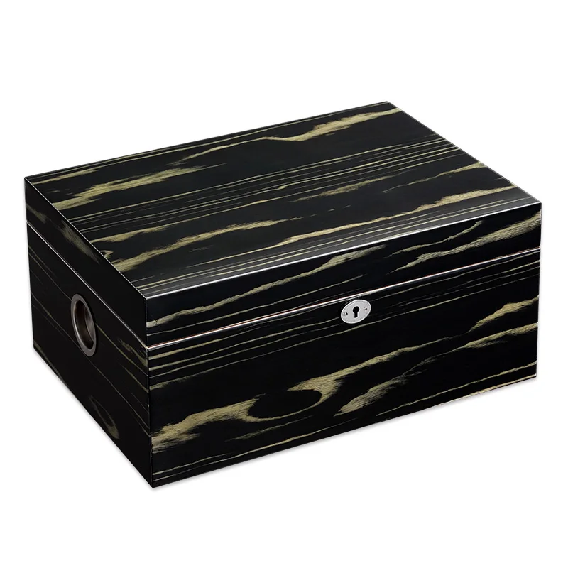 Роскошный двухслойный с глянцевой поверхностью кубаный черный гумидор для сигар