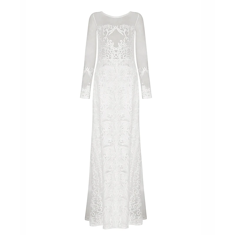 Длинное вечернее белое кружевное платье макси Элегантное свадебное русалки с