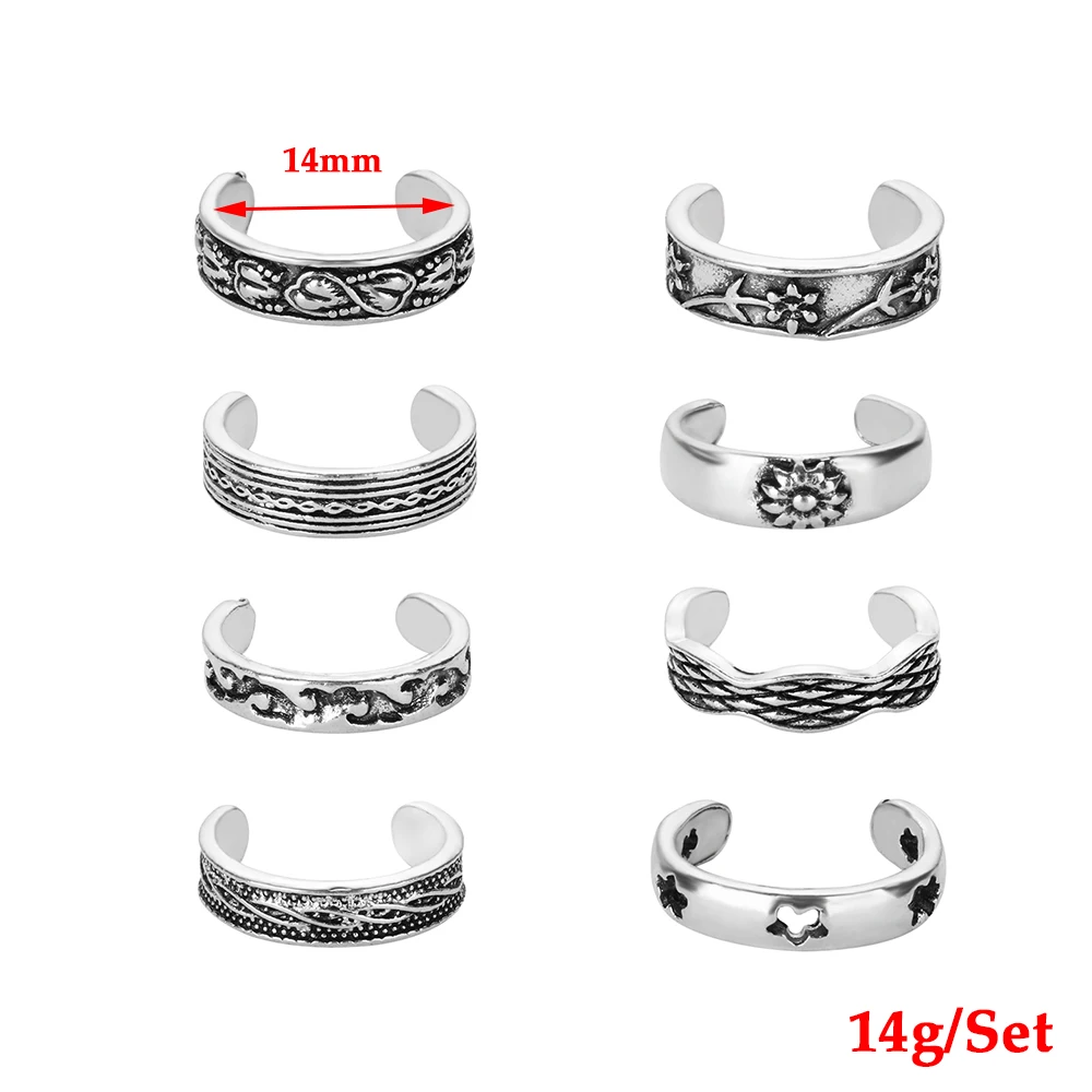 8 шт./компл. регулируемое Кулак Кольца для ног новая Бохо С декоративной резьбой