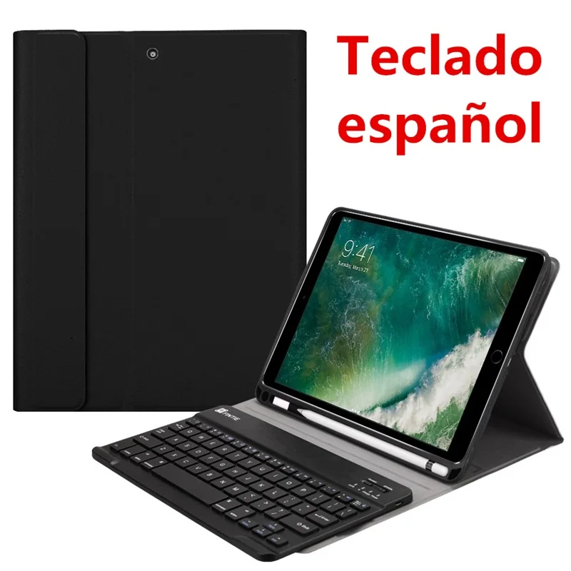 1030E-black-SP Чехол с испанской клавиатурой для iPad 6th 9,7 чехол с Bluetooth клавиатурой с держателем для карандашей чехол-подставка для iPad Air 1/2 Pro 9,7 чехол - Цвет: 1030E-black-SP