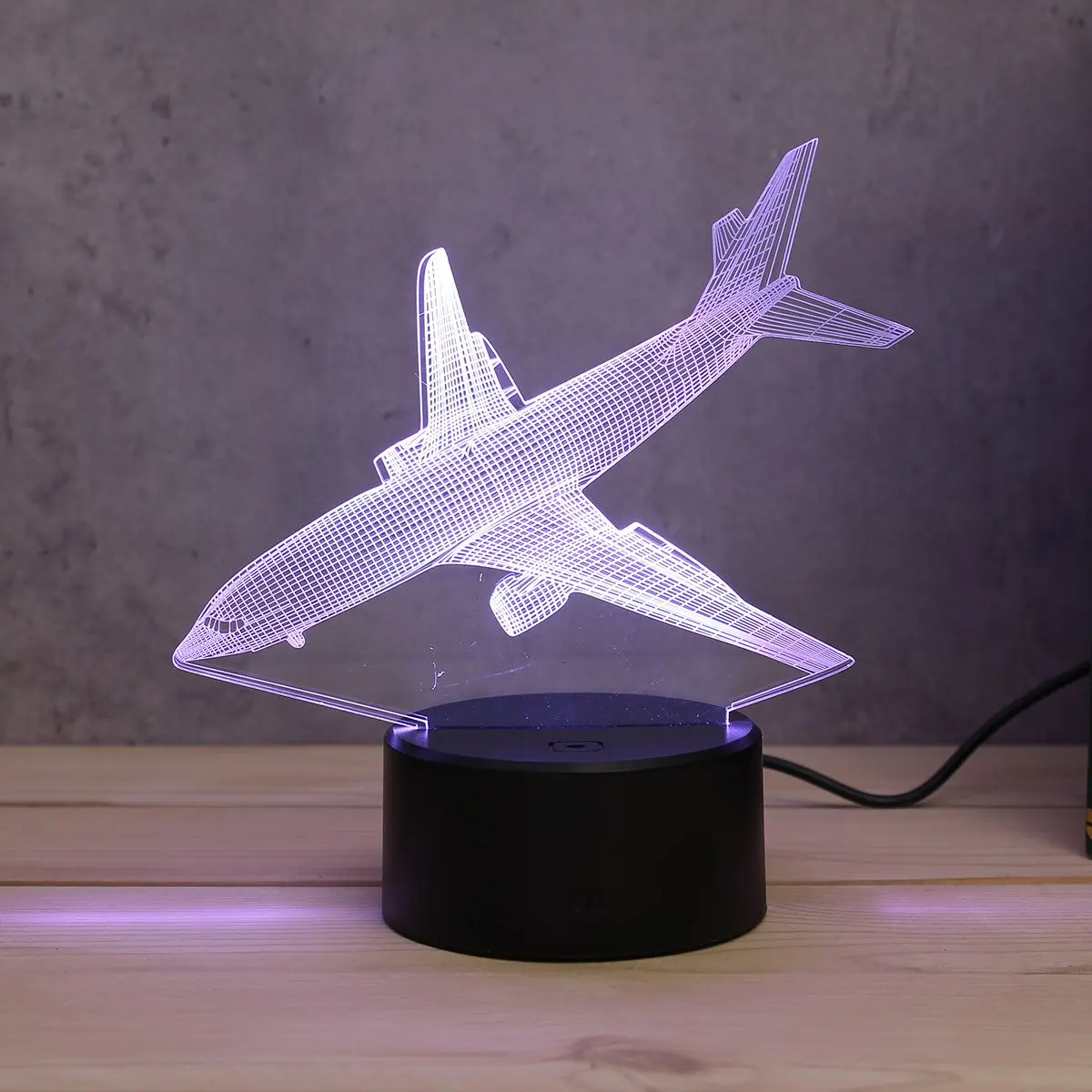 7 цветов самолет акриловый светодиодный 3D светодиодный ночник игрушечный светильник Воздушный самолет ночник сенсорный Настольный светильник DC5V для детей Рождество