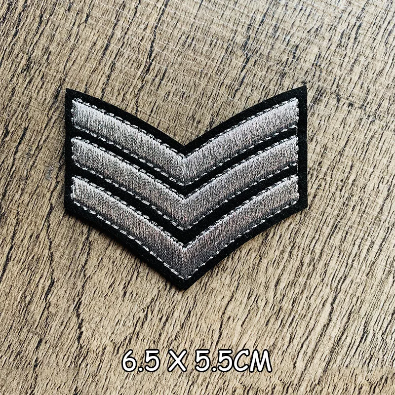 Silver Золотой Серебряный Красный Военный Ранг Вышивка Патчи для одежды тактический боевой дух армейский логотип Железная на одежде значок аппликация - Цвет: Silver